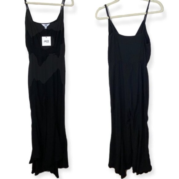 Jack BB Dakota Mic Drop Flutter Leg Jumpsuit Black New Tags Womens Size 2‎ NWT - Picture 4 of 12